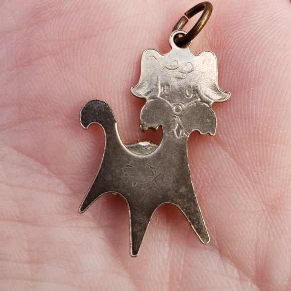 70's Retro Cartoon Dog with Jade Stone Pendant - Picture 2 of 4